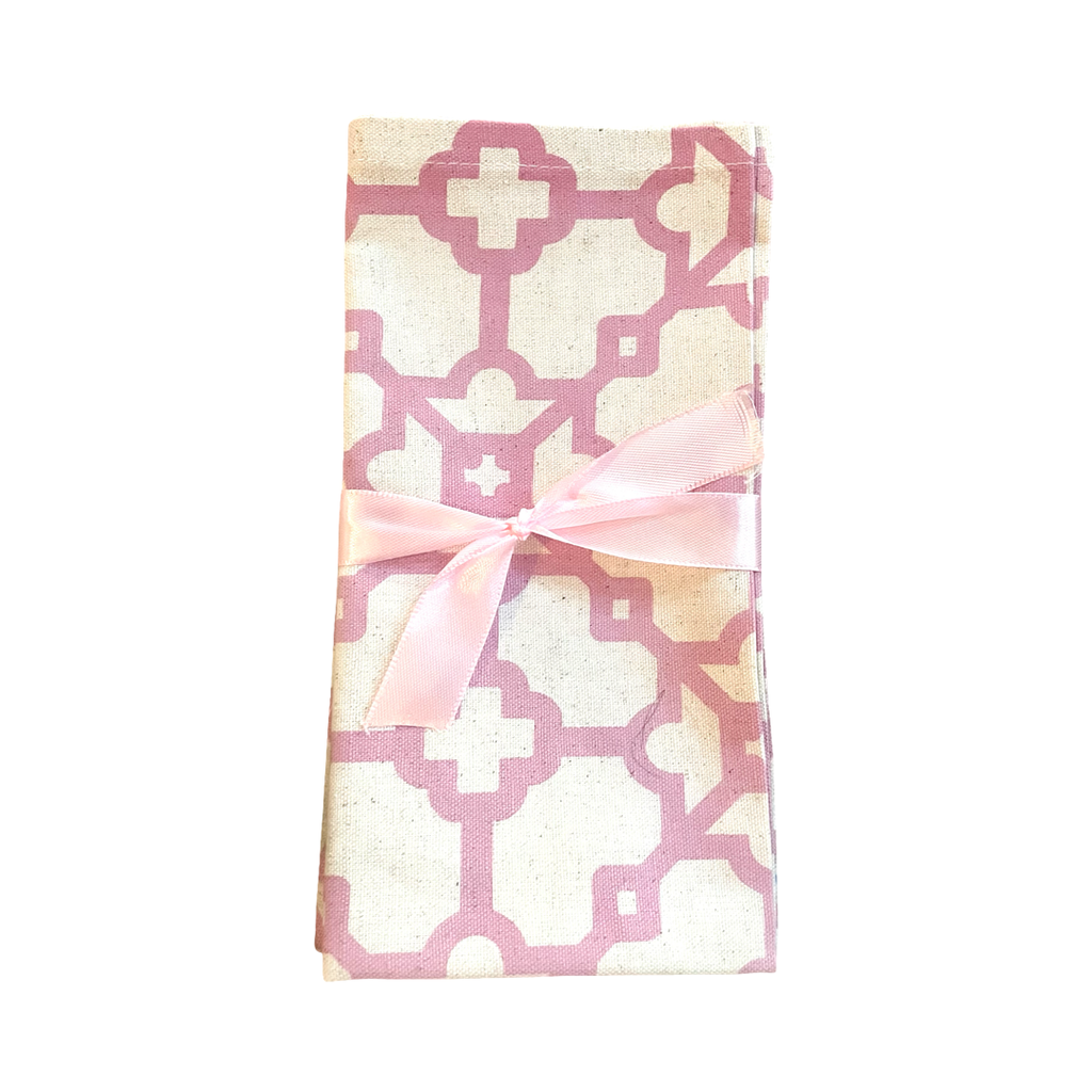 SERVIETTES - PINK AND CREAM GEOMETRIC