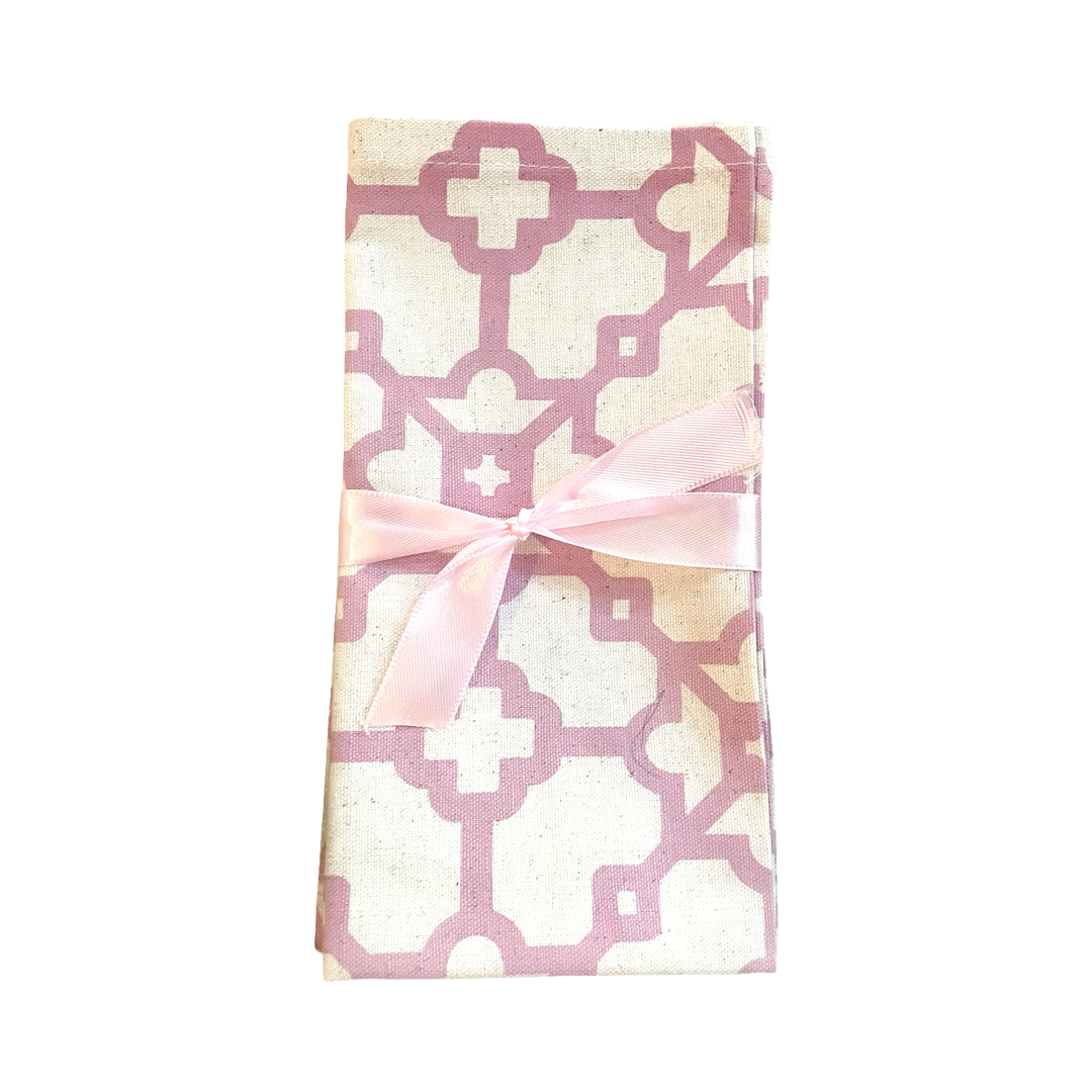 SERVIETTES - PINK AND CREAM GEOMETRIC