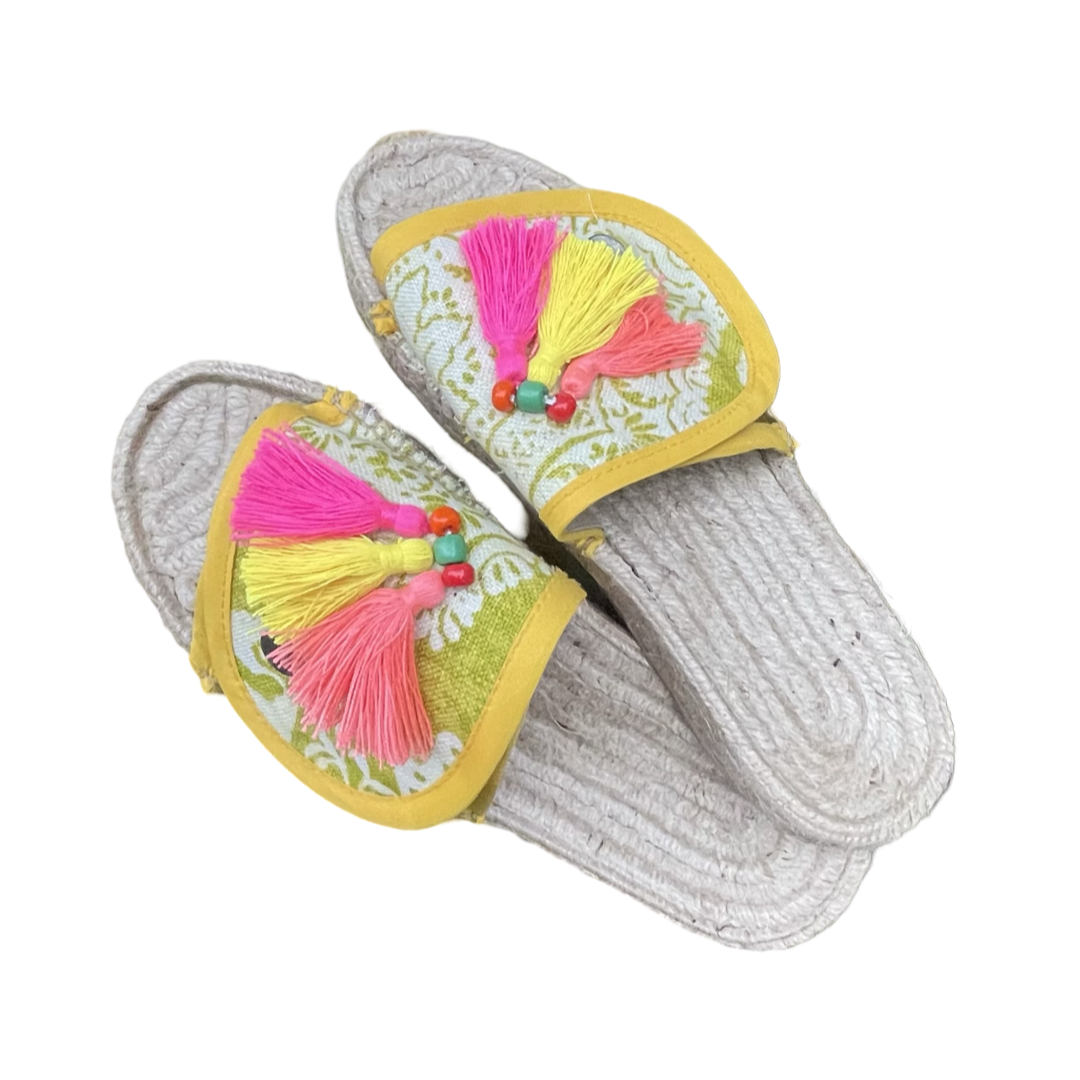 SANDALS -   NEON TASSELED slides