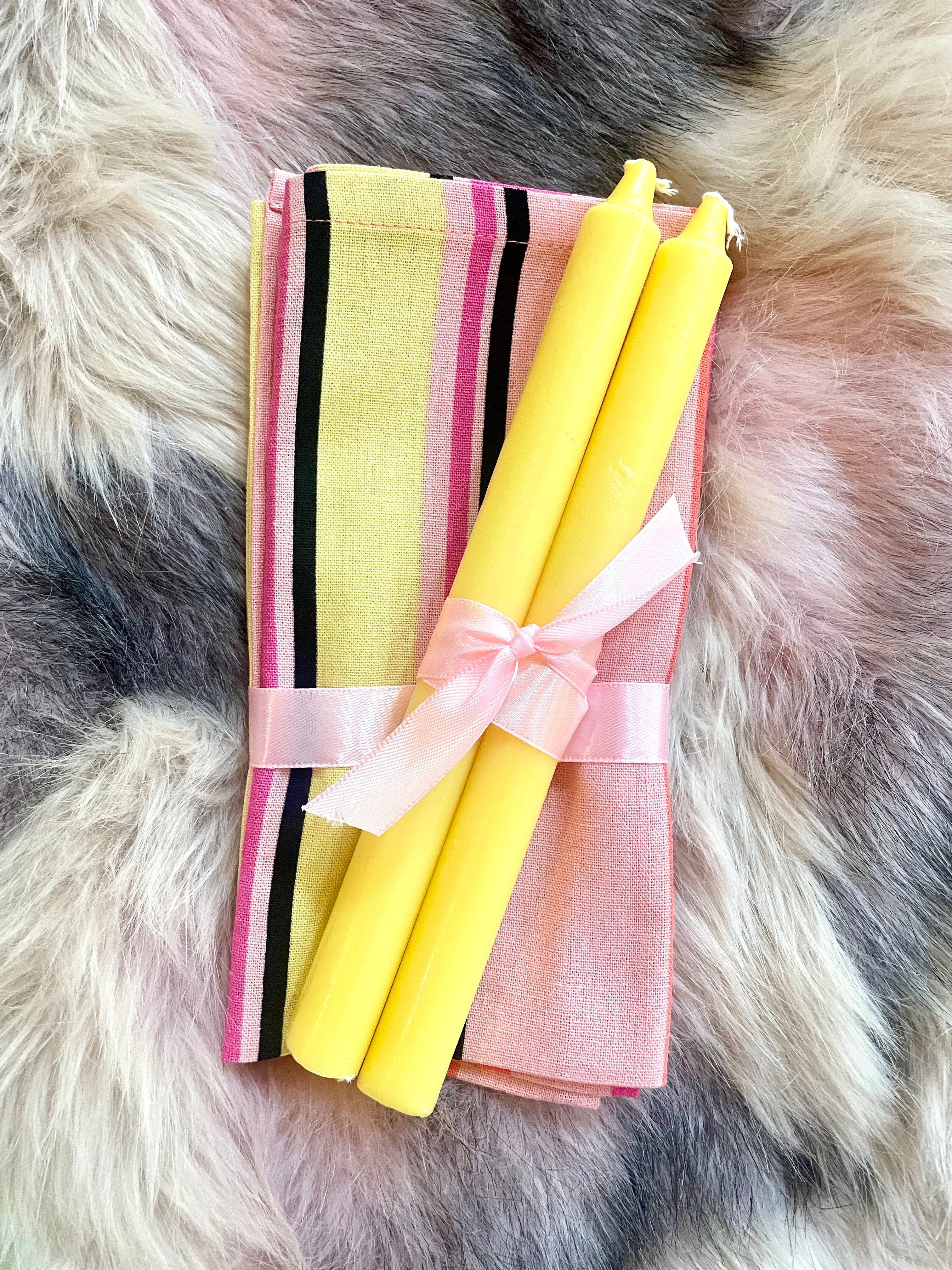 SERVIETTES - PINK AND ORANGE STRIPE