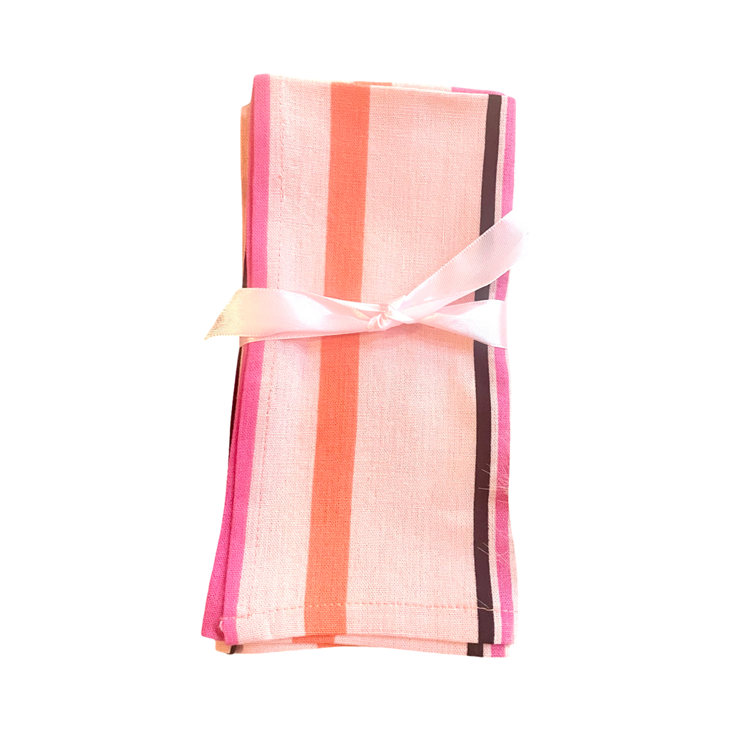 SERVIETTES - PINK AND ORANGE STRIPE