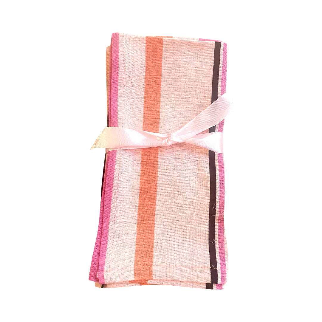 SERVIETTES - PINK AND ORANGE STRIPE