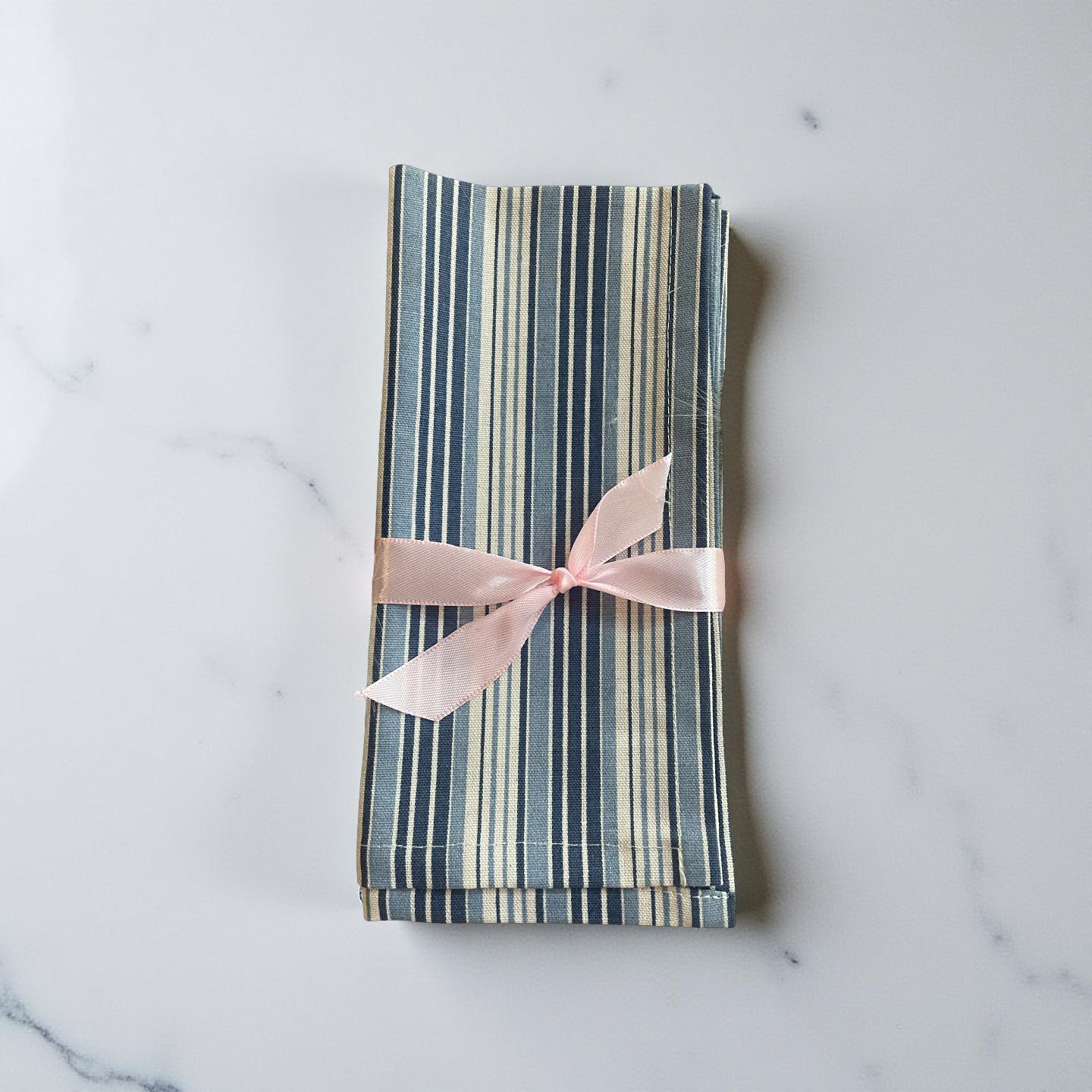 SERVIETTES - NAVY AND LIGHT BLUE STRIPE