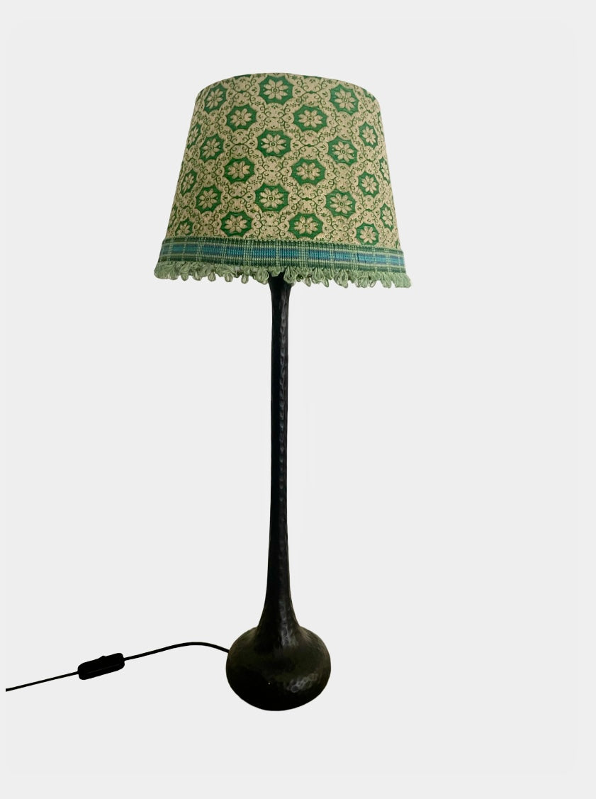 GREEN SARI LAMP SHADE