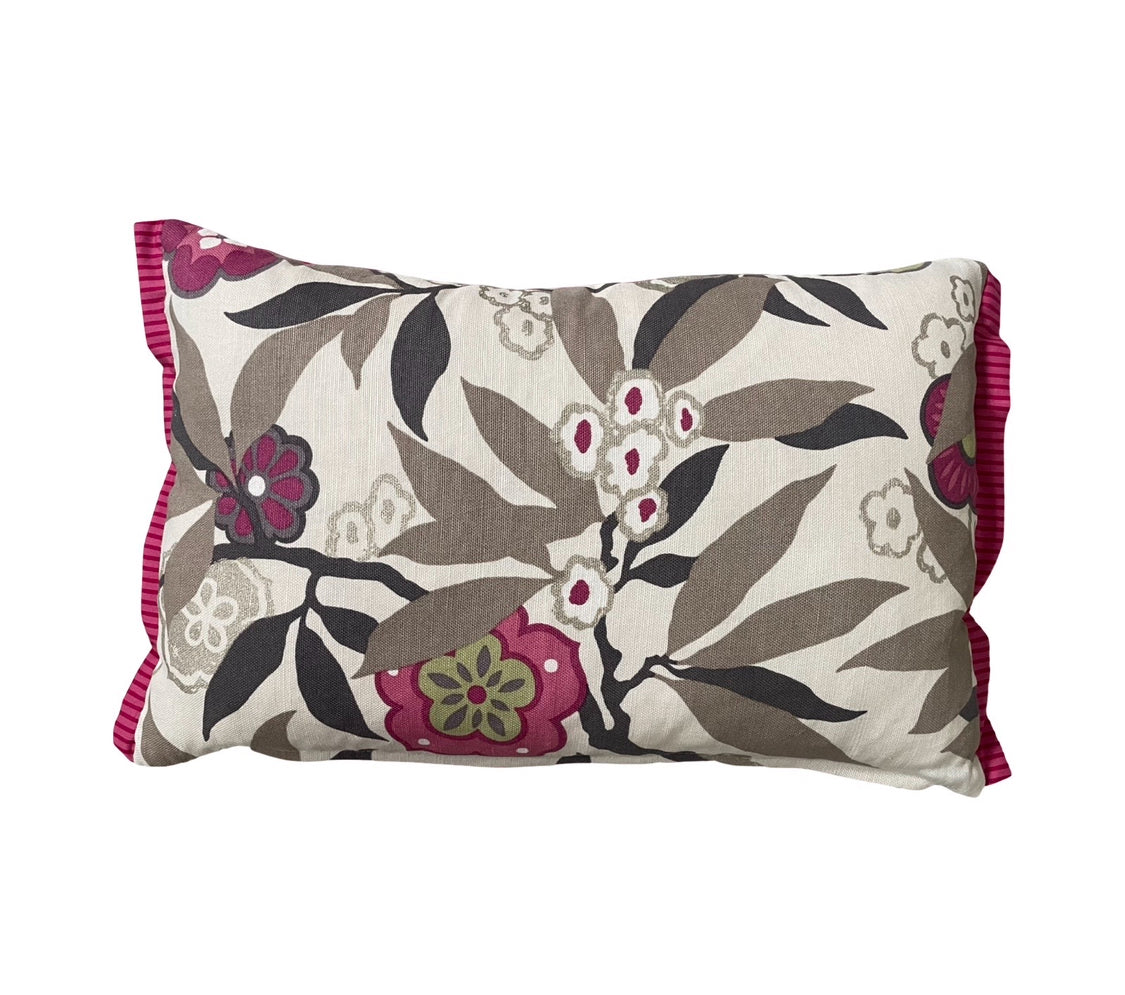 SCATTER CUSHIONS - PLUM AND OLIVE FLORAL COTTON