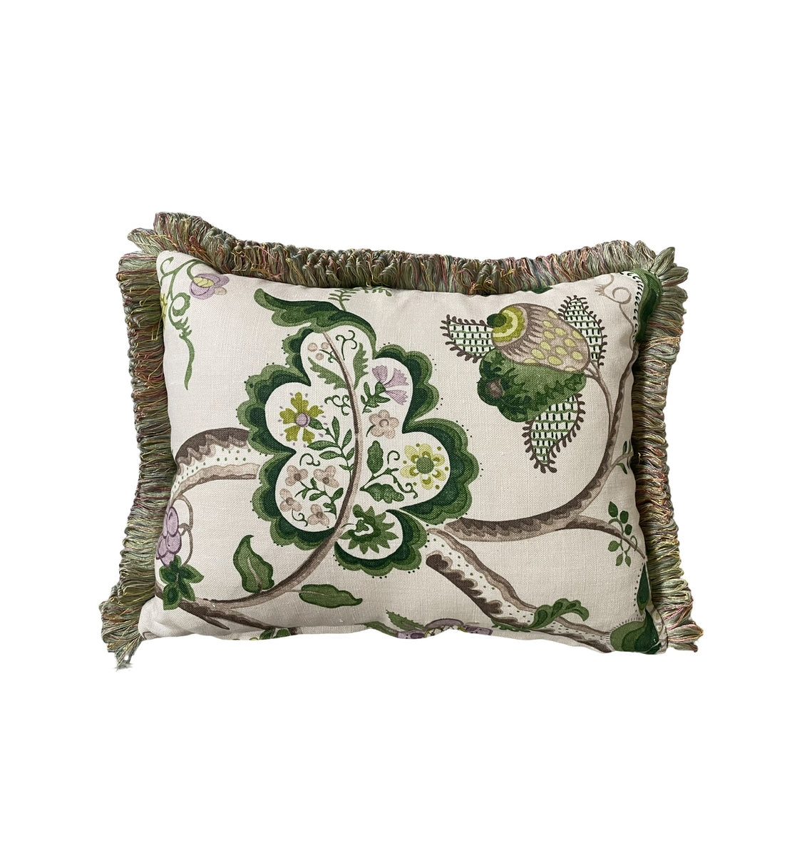 SCATTER CUSHIONS - GREEN AND BLUE EMBROIDERED FLORAL COTTON