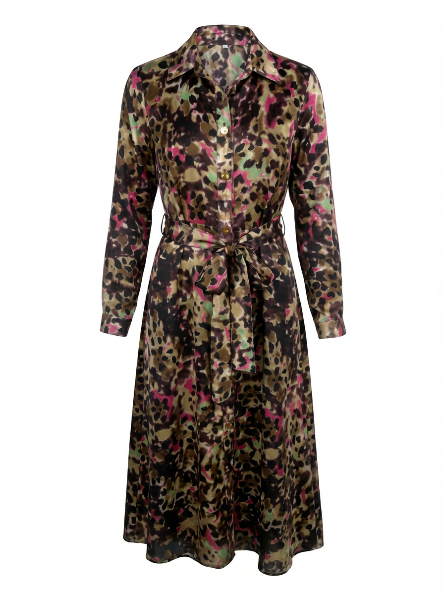 DRESS - LEOPARD PRINT SHIRTWAISTER