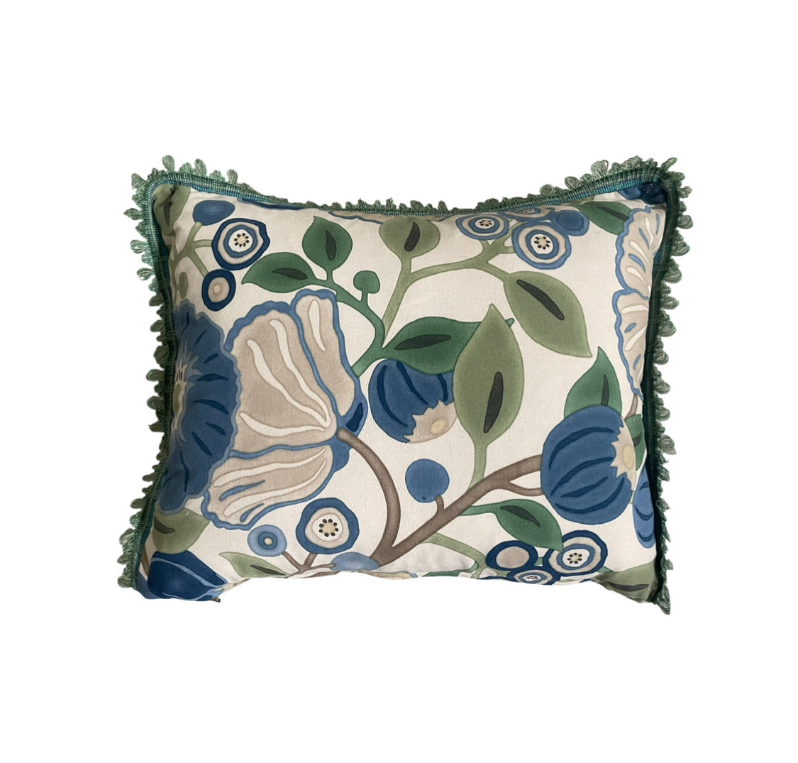 SCATTER CUSHIONS - GREEN AND BLUE FLORAL COTTON