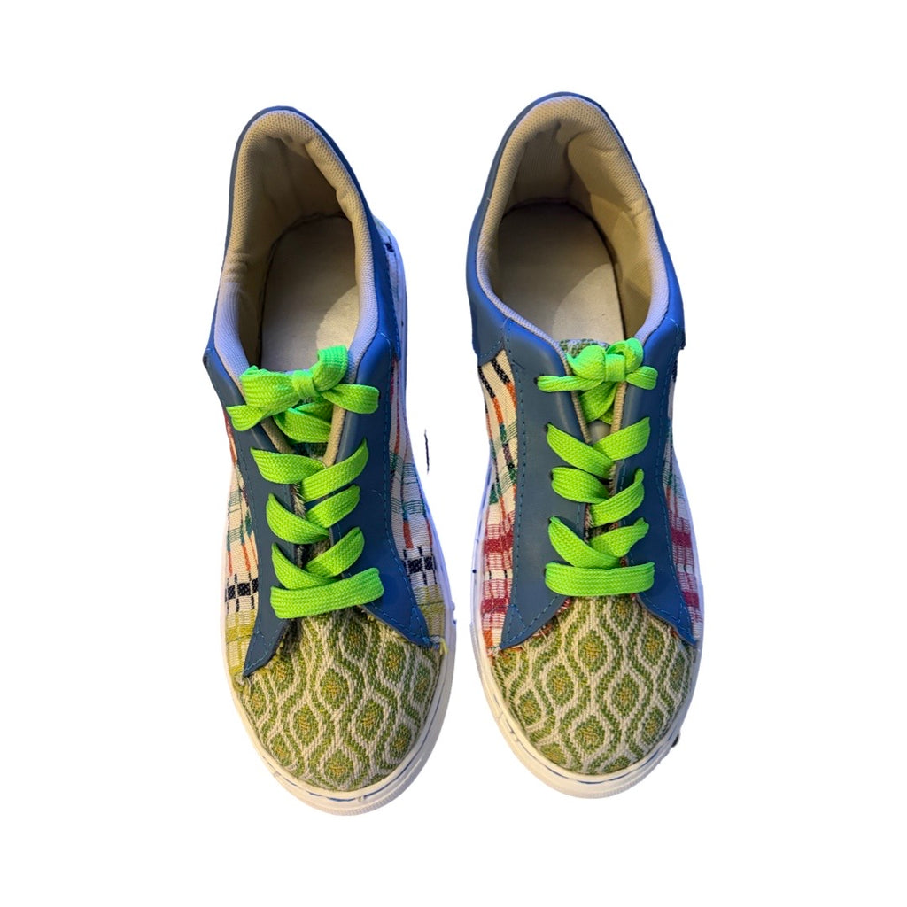 SNEAKERS -  PASTELS WITH PERIWINKLE BLUE LEATHER - SIZE 39