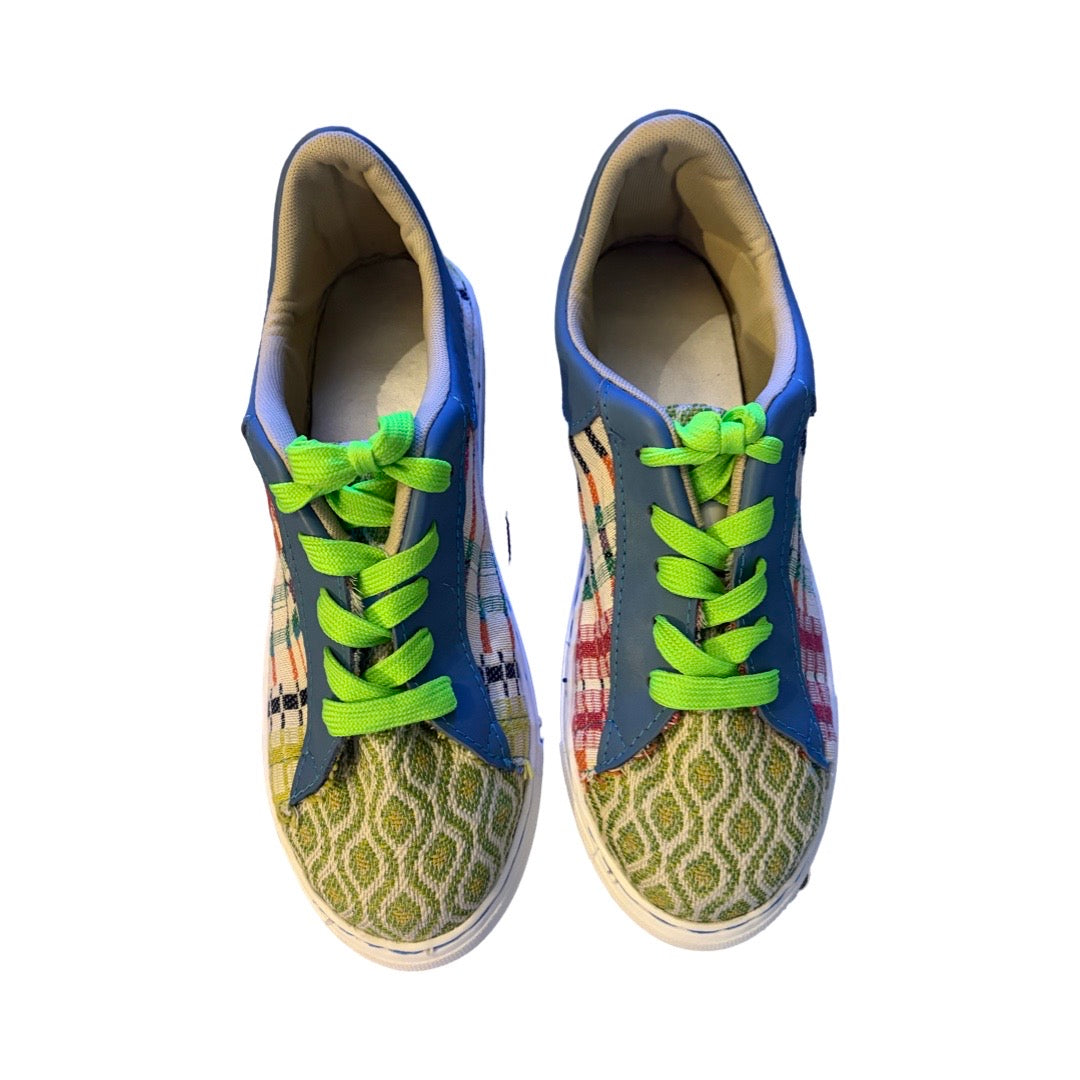 SNEAKERS -  PASTELS WITH PERIWINKLE BLUE LEATHER - SIZE 39