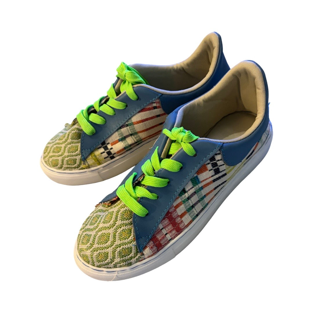 SNEAKERS -  PASTELS WITH PERIWINKLE BLUE LEATHER - SIZE 39
