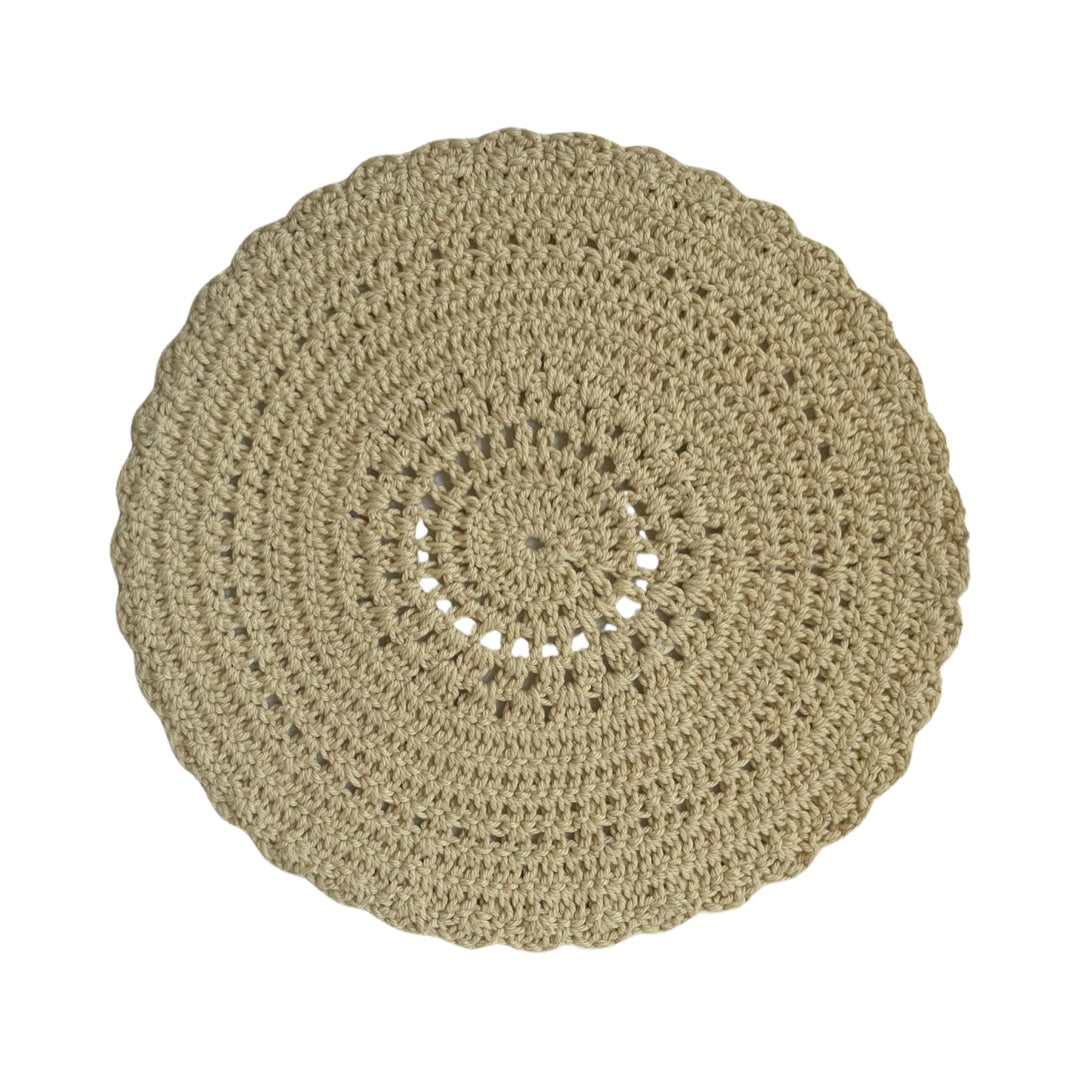 COTTON, HANDMADE CROCHETED PLACE MATS APPROXIMATELY 30CM