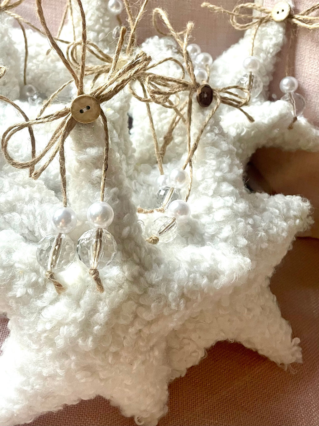 FLUFFY FAUX FUR STAR HANGING ORNAMENT