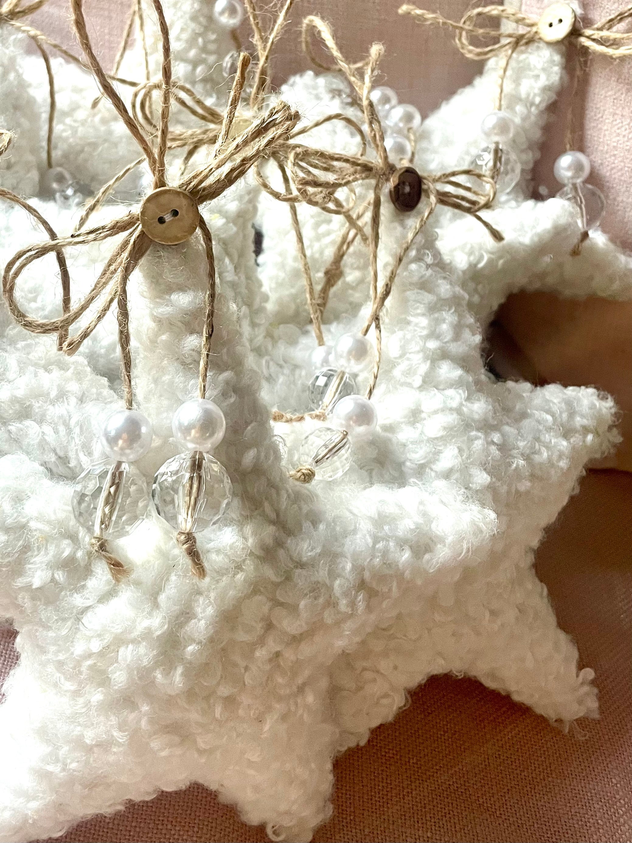 FLUFFY FAUX FUR STAR HANGING ORNAMENT