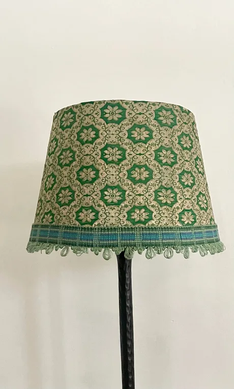 Lamp Shade in green Sari — view 2