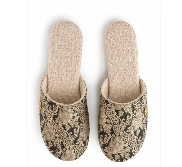 Black & Cream Babouche Mules - Size 6